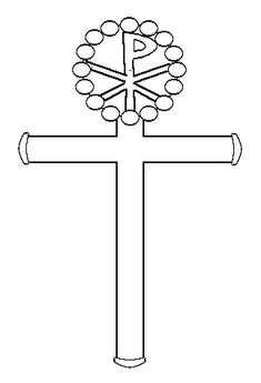 a cross with many balls on it