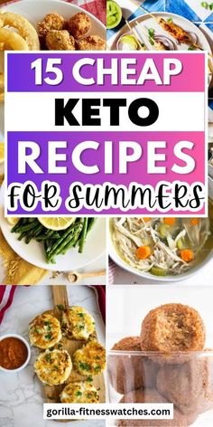 the top ten keto recipes for summer are shown in this collage with text overlay