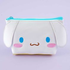 Cinnamoroll Lovely Face Pouch - Blippo Kawaii Shop White Cosmetic Bag With Removable Pouch, White Cosmetic Bag With Zipper Closure, Kawaii Portable Pouch For Travel, Kawaii Portable Travel Pouch, White Pencil Case With Zipper Closure, Cute White Rectangular Pouch, Cute Travel Coin Purse, White Pencil Case With Removable Pouch, Playful White Pencil Case For Everyday Use