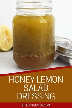 honey lemon salad dressing in a mason jar