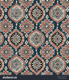 Ajrakh Pattern Block Print Pattern Batik Stock Illustration 2180120249 | Shutterstock African Batik Fabric, Pattern Batik, Print Design Art, Hand Painted Fabric, Batik Design