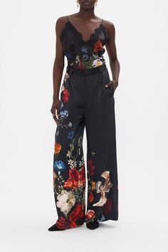 Matching set, shop this look at Viva O Sol. In store in los gatos or online. Luxury Pants, Black Experience, Silk Wide Leg Pants, Side Belt, Graceful Movement, Hemant And Nandita, Cami Nyc, Bodysuit Dress, Everyday Elegance