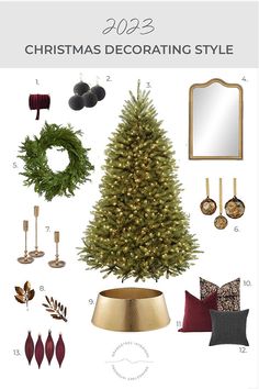 christmas decorating style for the living room, dining room and bedroom in shades of gold