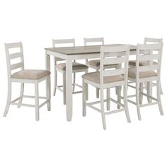 a white table with four chairs around it