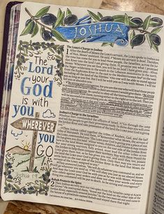 an open bible with the words joshua on it