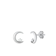 Sterling Silver High Polished Moon & Star Stud Earrings 925 Fashion Jewelry Female Unisex All our silver jewelry is crafted from .925 silver also commonly referred to as sterling silver. Sterling silver is the standard for beautiful high-quality silver jewelry and cannot be replicated by lower priced silver plated jewelry. It is 92.5% pure silver, mixed with alloys to add strength and durability to stand the test of time. Keep your fine jewelry shiny and elegant by storing it properly. Jewelry n Star Stud Earrings, Tarnish Remover, Star Earrings Stud, Silver Plated Jewelry, Moon Star, Star Studs, Pure Silver, Stars And Moon, Sterling Silver Earrings