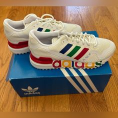 Adidas Originals Zx 750 Sneakers Kids 4/ Women’s 6 White (Multicolor) New In Box Adidas Grand Court, Adidas Shoes Originals, Striped Sneakers, Adidas Originals Women, Adidas Shoes Women, Green Sneakers, Adidas Originals Superstar, Kids Sneakers, Running Sneakers