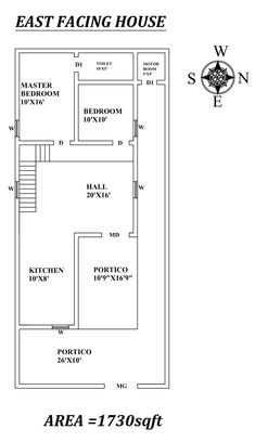 the floor plan for an east facing house