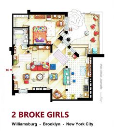 the floor plan for two broke girls in brooklyn, new york city by william b brown