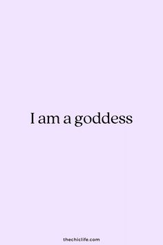 the words i am a goddess written in black on a purple background with an image of a