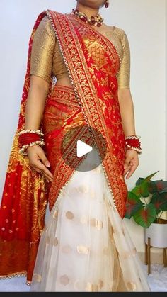 Dupatta Saree, Lehanga Saree, Dupatta Draping, Wedding Dupatta, Dupatta Style, Saree Wearing