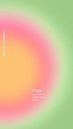 an orange and pink circular background with the word virgo in white text on it