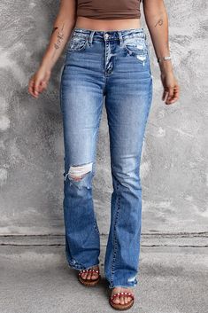 Look your best in these Coraline Raw Hem High Waist Flare Jeans! Crafted from a soft and stretchy material, these jeans hug your curves while providing maximum comfort. Featuring a unique raw hem and high waist fit, you'll be radiating confidence and style with every step. Turn heads in these must-have jeans! Model Info: Models are 5'7", Size 2, wearing smalls Fabric: 95% Polyester + 5% Spandex Sizes Hip Inseam Bottoms Trousers_Waist Outseam Relax Relax Relax Relax Relax 4 0.0 0.0 0.0 0.0 0.0 6 Stretch Ripped Denim Blue Flare Jeans, Stretch Ripped Flare Jeans In Denim Blue, Blue Stretch Distressed Flare Jeans, Blue Distressed Stretch Flare Jeans, Fitted Washed Blue Jeans With Frayed Hem, Stretch Ripped Washed Blue Jeans, Stretch Denim Blue Jeans With Frayed Hem, Non-stretch Denim Blue Jeans With Frayed Hem, Stretch Denim Flare Jeans With Frayed Hem