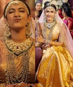 Niharika Konidela Wedding Sarees, Bridal Gold Saree, Niharika Konidela Marriage Pics, Surekha Konidela Jewellery, Niharika Konidela Wedding, Gold Saree Bride, Gold Saree Wedding, Latest South Indian Jewellery, Chandraharam Latest Designs