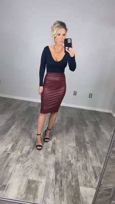 Walk On By Faux Leather Pencil Skirt - Burgundy – privityboutique Sleek Pencil Skirt For Fall Party, Elegant Faux Leather Pencil Skirt For Fall, Trendy Stretch Pencil Skirt For Going Out, Faux Leather Skirt For Going Out, Fall Faux Leather Pencil Mini Skirt, Fall Going Out Pencil Skirt, Fall Party Pencil Skirt, Trendy Faux Leather Pencil Skirt For Work, Fall Pencil Skirt For Going Out