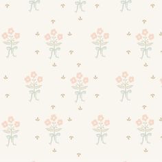 a white wallpaper with pink flowers on it