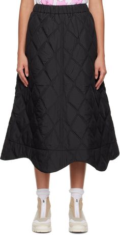 Quilted Skirt, Mid Length Skirts, Black Quilt, Scalloped Hem, Who What Wear, Flare Skirt, Everyday Fashion, Apparel Accessories, Clothing And Shoes