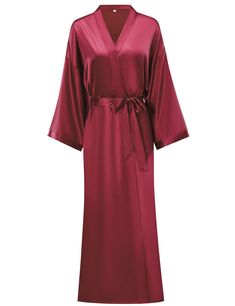 PRICES MAY VARY. Luxurious soft long satin robes long silk robes. Great as sleeping robes, daily loungewear, long bridal robes, bridesmaid robes, bride robes,long dressing gowns,bridal party robes, wedding robes, getting ready robes, gifts for women and more. Silky light soft fabric delivers great comfort. Classic pure color tone/Beautiful floral print through over the long kimono robe. Designed for comfort, versatility and timeless style. Our lightweight long robe features stylishness and elega