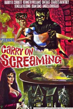 a movie poster for scary on screaming with two women and a man in the background