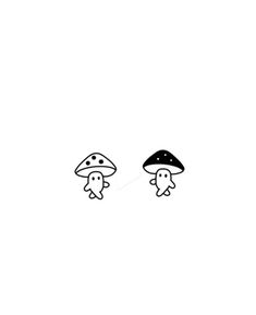 an image of two mushrooms in the sky with one mushroom on it's head