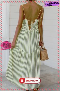 Fashion Street Striped Split Joint Spaghetti Strap Irregular Dresses Casual Striped Spaghetti Strap Dress, Striped V-neck Summer Dress, Striped V-neck Midi Dress For Beach, Striped V-neck Sundress, Striped V-neck Beach Dress, Dress Sleeve Length, Loose Outfit, Color Pick, Fashion Street