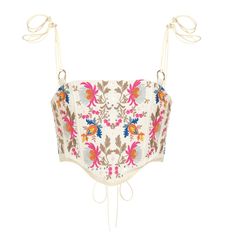 ALICE K - Embroidered Corset | doors. Fitted Floral Embroidery Crop Top For Festival, Fitted Floral Embroidered Crop Top For Festival, Fitted Embroidered Festival Crop Top, Fitted Embroidered Crop Top For Festivals, Fitted Multicolor Embroidered Top For Festival, Machine Embroidery Techniques, Corset Embroidery, Runway Clothing, Embroidered Corset