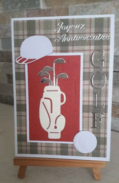 a card with a golf theme on it