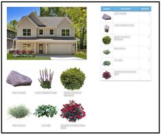 an image of different types of plants in front of a house and on the outside