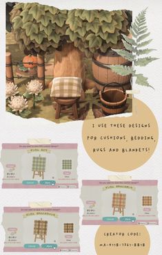 an info sheet with different types of furniture and flowers on the bottom right hand corner