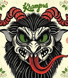 an illustration of a demon with green eyes and horns