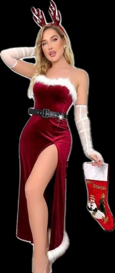 Kiss Me Under The Mistletoe, Outfit Navidad, Christmas Dress Up, Santa Dress, Costume Gloves, 3 Piece Outfit, Santa Suit, Christmas Lingerie, Santa Costume