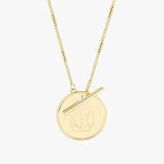 Grace Toggle Necklace – Brook & York Engraved Pendant, Toggle Necklace, Engagement Ring Guide, Monogram Necklace, Disc Pendant, Initial Bracelet, Necklace Online, Perfect Gift For Mom, Brass Pendant