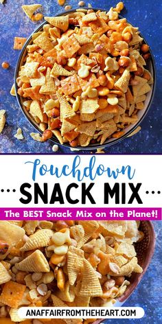 Large serving bowl full of Touchdown Snack Mix. Cracker Mix Recipes, Ranch Chex Mix, Popcorn Oil, Seasoned Crackers, Tailgate Snacks, Trail Mix Recipes, Tailgate Food