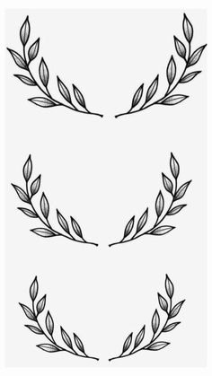 three hand drawn laurels with leaves