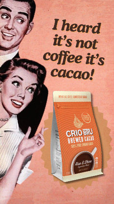 an advertisement for coffee with a man and woman