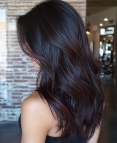 Top 51 Fall Hair Colors for Dark Hair: Bold & Beautiful Ideas - AskNaij Dark Neutral Balayage, Dark Brown Lowlights Brunettes Subtle Highlights, Dark Hair Some Highlights, Dark Hair Cut Ideas For Brunettes, Dark Brown Hair Ideas For Fall, Dark Brown Hair With Bleached Underneath, Dark Brown Hair With Cool Tones, Virgin Hair Dye Ideas, Dark Brown To Black Hair