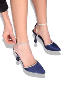 Definition; About heel height: 10 cm to 3,93 inches NAVY BLUE Women's Satin Fabric Stone shoes, Wedding Women's Heels, Bridal Shoes, Bridesmaid gift, Bridesmaid shoes, Evening shoe, Bride Shoe This heel pair is handmade and the perfect gift for women to participate in certain activities.  We made these low -heeled shoes using premium suede to ensure the high quality of these shoes, which you want to be together in every event.  This pump pair is durable, long -lasting, high quality, light and fu Elegant Blue Wedding Shoes For Bridesmaids, Elegant Blue Bridesmaid Wedding Shoes, Royal Blue Round Toe Heels For Formal Events, Elegant Royal Blue Formal Heels, Elegant Blue Wedding Shoes With Heel Strap, Elegant Royal Blue Heels For Evening, Navy Blue High Heels Wedding, Elegant Royal Blue Evening Heels, Blue Pointed Toe Heels For Event