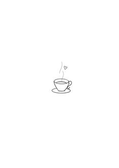 a drawing of a coffee cup on a saucer with a heart in the middle