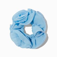 Claire's Blue Sheer Rose Scrunchie for All Ages brings a refreshing pop of color and elegance to your hairstyle. Made from airy blue sheer fabric adorned with a lovely rose pattern, this scrunchie adds a subtle yet sophisticated touch to any look. Perfect for everyday wear or special occasions, it combines style with practicality, offering a soft and secure hold for all hair types. Size: one size.  Gender: female.  Age Group: adult. Piercing Kit, Blue Sheers, Fashionable Jewelry, Floral Hair, Rose Pattern, Rose Design, Jewelry And Accessories, Medium Hair, Sheer Fabrics