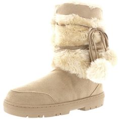 Womens Pom Pom Waterproof Winter Snow Boots - Beige - CK11ZVWLYBX - Women's Shoes, Boots, Mid-Calf  #MidCalf #Women's #Shoes # #Boots # #MidCalf Winter Beige Synthetic Boots, Beige Waterproof Winter Boots, Winter Beige Waterproof Boots, Cream Synthetic Winter Boots, Cream Synthetic Boots For Winter, Winter Cream Synthetic Boots, Beige Insulated Winter Boots, Cream Winter Outdoor Boots, Western Boot Outfit