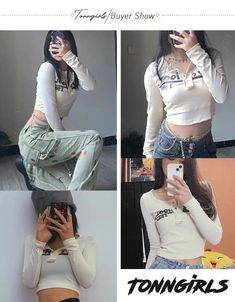 Tavimart Retro Graffiti Print Elastic T Shirt Women Sexy Slim Crop Top Ribbed Long Sleeve O-neck Tops Grunge Tee Tops Korean Measurement In CM Size Shoulder Chest Length Sleeve M 32 70 42 53 L 33 72 43 54 XL 34 74 44 55 Measurement In Inch Size Shoulder Chest Length Sleeve M 12.6 27.6 16.5 20.9 L 13.0 28.3 16.9 21.3 XL 13.4 29.1 17.3 21.7 Retro Graffiti, Grunge Tee, Tops Korean, Graffiti Prints, T Shirt Women, Shirt Women, 16 9, Top Tee, Harajuku