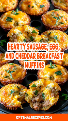 hearty sausage, egg and cheddar breakfast muffins on a plate