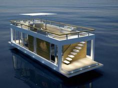 a houseboat floating on top of the water