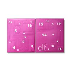 two pink squares with numbers on them and one has the word eff in white