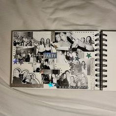 an open notebook with photos and stars on it