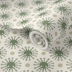 a wallpaper with green and white designs on it