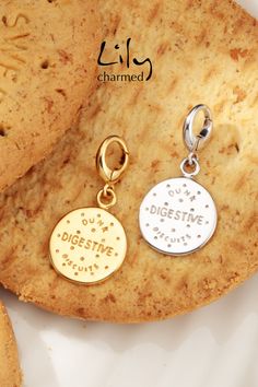 Digestive Biscuit Charm, Charm Jewellery, Charm Necklace, Charm Bracelet, Lily Charmed, Gifts For Her,  Mother's Day, Mother's Day Jewellery, Mother's Day Gift, Mother's Day Jewellery Gifts, Silver, Silver Jewellery, Gold, Gold Jewellery