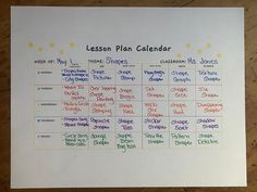 a lesson plan is shown on top of a piece of paper with words written in it