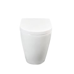 a close up of a white toilet on a white background with the lid down and no people around it