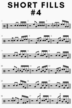 sheet music with the words short fills on it